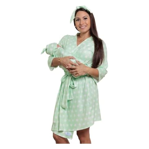 MOMMY O CLOCK Mommy Robe and Baby Swaddle Blanket Set Cover