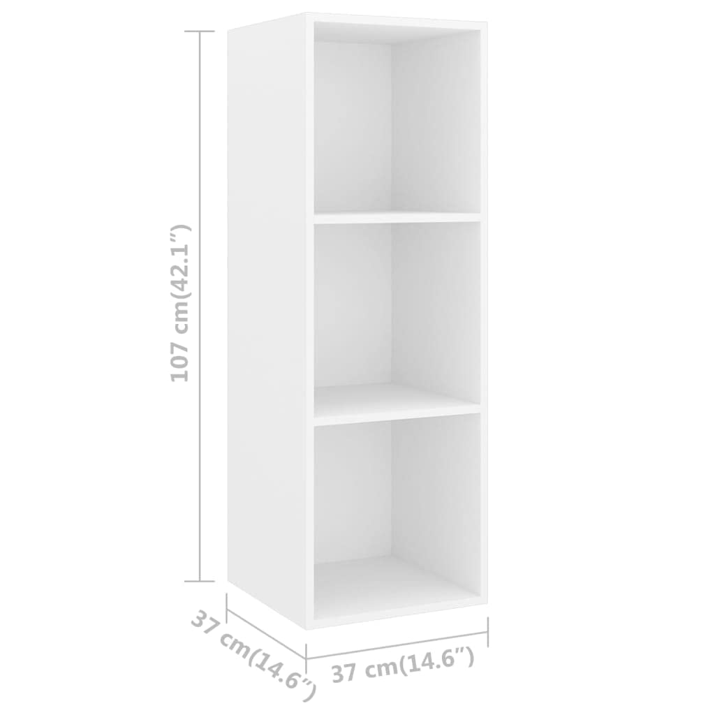 4-TLG. TV-Schrank-Set, Weiß, Holzwerkstoff, Wandmontage, Modernes Media-Center für Wohnzimmer, Schlafzimmer, Vielseitige Aufbewahrungslösung