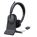 Yealink WH68 Hybrid mit Ladestation, DECT ANC Headset, kabelloses Bluetooth Headset mit DECT Dongle, 4 Mikrofone mit aktiver Geräuschunterdrückung, 150 m Reichweite, 32 Stunden Sprechzeit