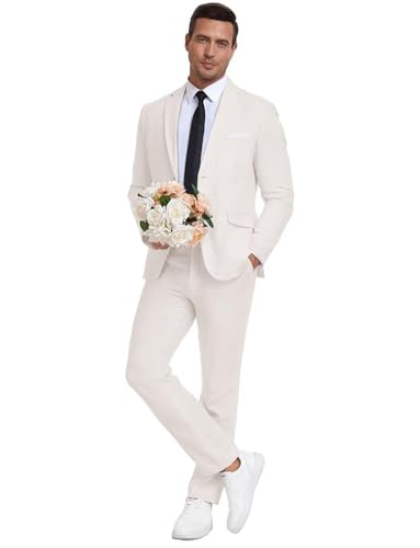 Costume de marié de mariage en lin de qualité supérieure à revers cranté classique
