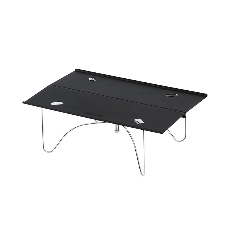Naturehike Mesa plegable de aluminio ligero para exteriores e interiores, mesa de camping portátil para picnic, balcón, jardín, compacta, estable y de rápido montaje (negro)