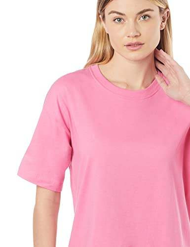 Blusa Básica Feminina Oversized Em Algodão Rosa G