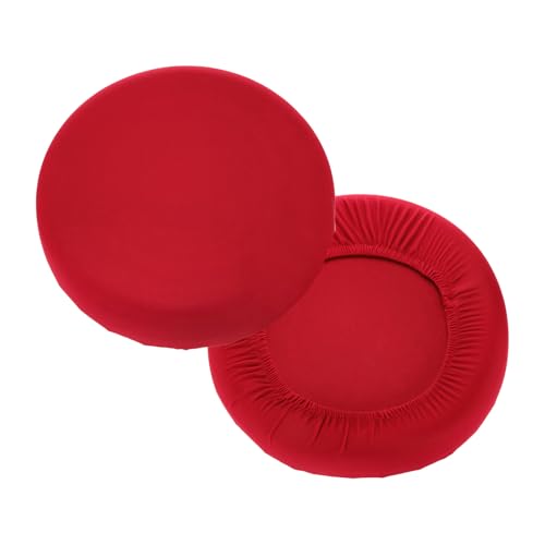 uxcell 2 Pack Stool Covers Round, 11-15 Inch Bar Stool Covers Washable Dustproof Slipcover Seat Cushion with Elastic for Bar Kitchen Living Room Decor, Red