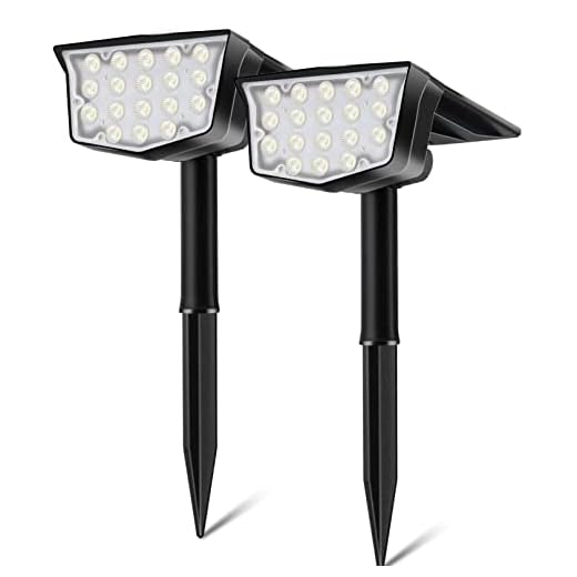 Vercifo Solar Outdoor Spot Lights,Brightest 700 Lumen Solar Landscape Lights,IP65 Waterproof USB +Solar Powered Spotlight,3 Brightness Modes Solar Garden Wall Lights for Patio Driveway Walkway 2 Pack