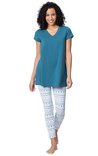 Addison Meadow Women Pajamas Set - Short Sleeve Pajamas for Women, Teal, MD 8-10
