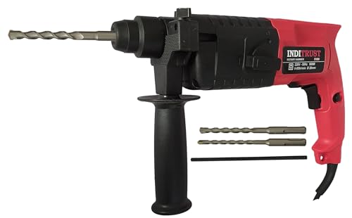Image of Inditrust 6-Month Warranty 850W 20mm Electric Hammer Drill Machine with 3pc Hammer bit Left /Right Rotary Hammer Drill 100% Copper Winding (RED)
