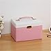 Produktbild Schminktasche Kosmetiktäschchen Schmuckschatulle Schmuckschatulle multifunktions kreative große kapazität aufbewahrungsbox Leder wasserdicht tragbar, rosa