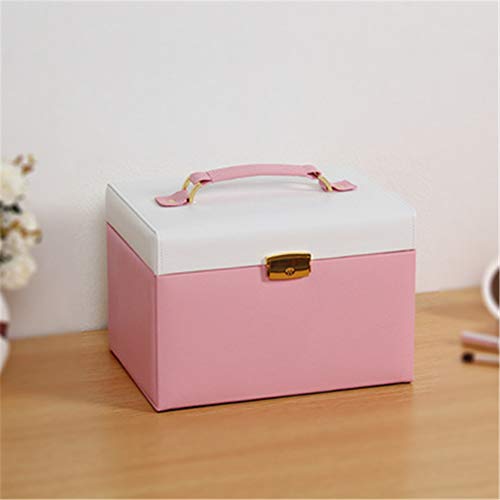 Preisvergleich Produktbild Schminktasche Kosmetiktäschchen Schmuckschatulle Schmuckschatulle multifunktions kreative große kapazität aufbewahrungsbox Leder wasserdicht tragbar, rosa