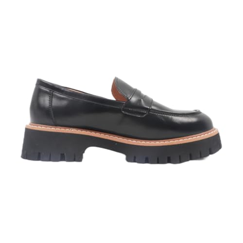 Image of Chunky Loafers Women Platform Loafers for Women Chunky Heel Lug Sole Loafers for Women Slip ons Round Toe