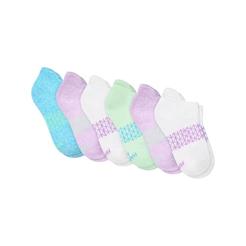 Hanes Cushioned No Show Tab, Absolute Active Heel Shield Socks for Girls, Moisture-Wicking, 6-Pairs4