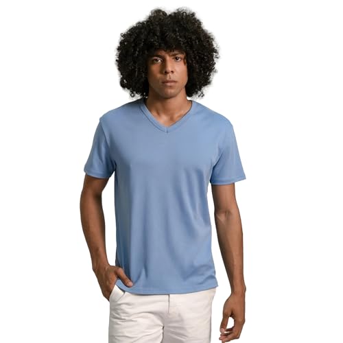Men's Organic Pima Cotton V-Neck T-Shirt | Sky Blue/L