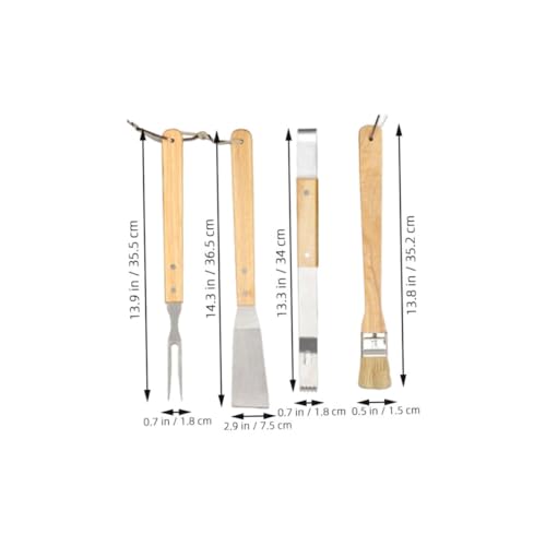 Set portátil 10 piezas para parrilla con mangos de madera y acero inoxidable miniatura 2