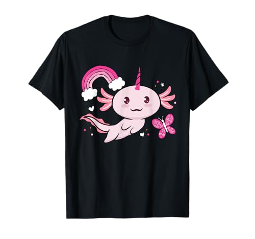 Axolotls Axolotl Unicornio Arco Iris Kawaii Camiseta