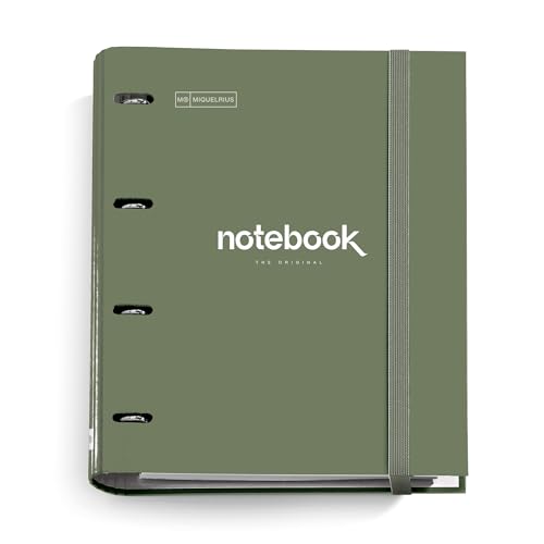 Miquelrius - Raccoglitore a 4 anelli A4 Emotions, 100 fogli a quadretti, Chiusura con elastico per l'uso come materiale scolastico, Copertina rigida in cartone, Colore verde kaki Miquelrius - Raccoglitore a 4 anelli A4 Emotions, 100 fogli a quadretti, Chiusura con elastico per l'uso come materiale scolastico, Copertina rigida in cartone, Colore verde kaki