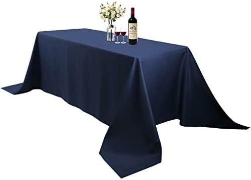 Navy Blue Tablecloth for Rectangle Tables 90 x 132 Inch - Washable Polyester Tablecloths for 6 Foot Table - Perfect for Wedding, Restaurant, Party, Dinning, Banquet Decoration Navy Blue 90x132-Inch