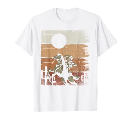 Retro Western Country Sonnenuntergang Reiten Cowboy T-Shirt