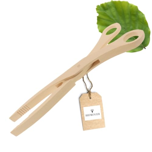 HOFMEISTER® Ciseaux en bois 28 cm, résistants à la chaleur, prise sûre, pince hygiénique à choucroute et cornichons, bois de hêtre, pince pratique à barbecue
