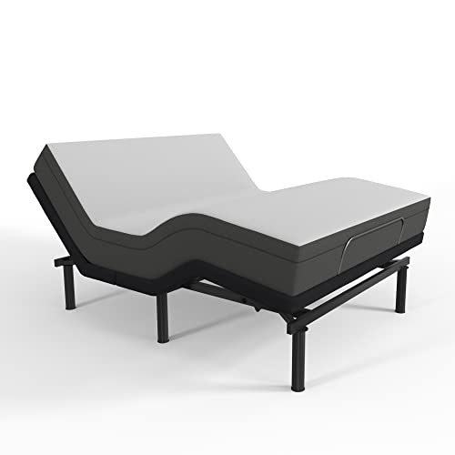 Image of Blissful Nights e3 Queen Adjustable Bed Base Frame with 10 inch Medium Firm Gel Infused Memory Foam Mattress