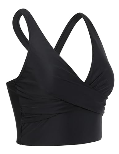 Firpearl Women's Underwire Bikini Tops Only - Longline Swimsuit Top Criss Cross Push Up Swim Crop Top 20253