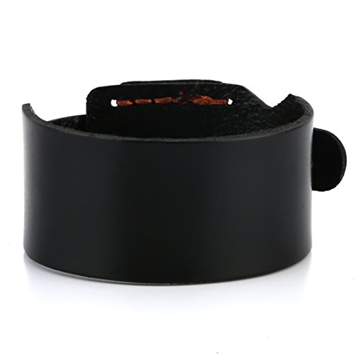 Hzman Minimalist Mens Genuine Leather Bangle Bracelet Genuine Leather Wristband (Black) #TOP2