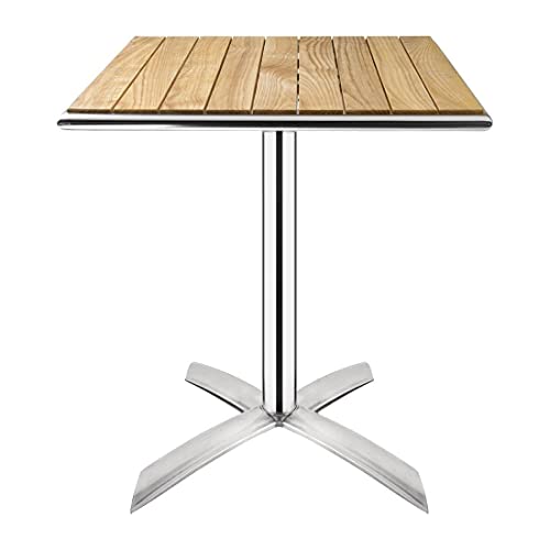 Bolero Bistro Dining Flip Top Square Table in Ash Wood – Indoor Outdoor Patio Bar Café Restaurant Furniture – 730x600x600mm