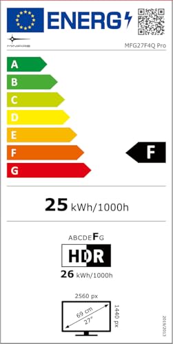 27 pollici Gaming Monitor 260Hz QHD 1440P 1ms Adaptive Sync sRGB 130% Fast IPS HDR10 2×DP1.4 2×HDMI 2.1 Montaggio a parete (MFG27F4Q Pro - Monitor - Immagine 11