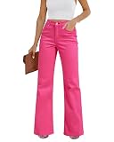 Picture of GRAPENT Women's High Waisted Wide Leg Pants Womens High Waisted Jeans for Women Stretch Bootcut 70s Clothes for Women's Baggy Jeans Womens Size 10 Color Magenta Pink Size 8 10