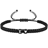 COLORFUL BLING Initial Bracelet for Women Gifts Handmade Rope Braided 26 Alphabet Letter Heart Sister Daughter Mom Mother's Day Friendship Wristband Jewelry-E