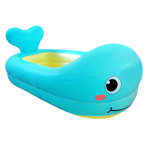 Bañera ampliada para niños – 80 cm de gran tamaño de PVC a prueba de fugas, diseño de cojín grueso, bañera portátil con asiento de viaje, bañera infantil duradera, adorable juguete inflable para Ju