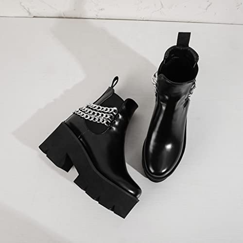 Women's Fashion Metallic Platform Chunky High Heel Ankle Boots Round Toe Western Dressy Short Booties3