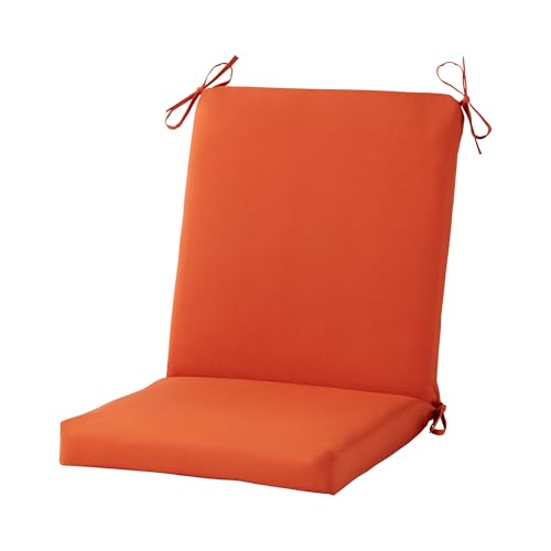 High Back Outdoor Chair Cushion – Hinged Patio Chair Pad with Removable Cover, Reversible Cushion with Ties, Durable Polyester Fabric, Eco-Friendly Recycled Polyfiber Fill, Rust