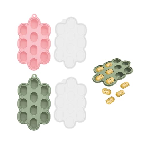 Lot de 2 bacs à glaçons, récipients pour bouillie congelée, bac à glace, moule à glaçons en silicone, moule à glace avec couvercle