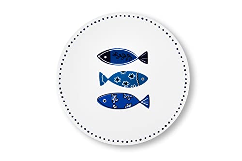 Excelsa Ocean Topfuntersetzer, Keramik Dolomit und Kork, 16 x 16 cm