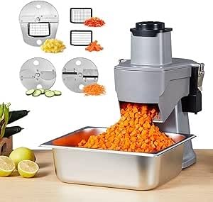 Cortadora de verduras profesional automática eléctrica 4 en 1 con tolva grande