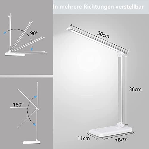 Desk Lamp,Eye Caring LED Desk Lamps,Dimmable Bedside Lamp with USB Charging Port,5 Color Modes x 10 Brightness Levels,Touch Sensitive Control,Auto Timer 45 Minutes for Home,Office,Study,Work,Reading