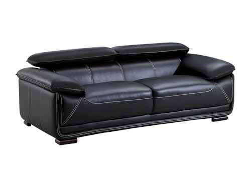 Vente-unique Sofas mit 3 SitzplÑtzen, Leder, Schwarz