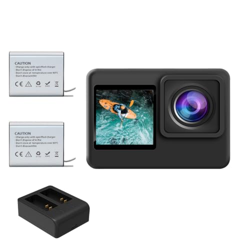 Nvgfelis Dual Screen Action Camera 1080P 16MP Waterproof Camera Black