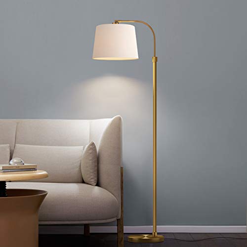 Oneach Modern Floor Lamp For Living Rooms Led Contemporary Arc Standing Lamps For Bedrooms Accent Tall Pole Gold Light For Reading With Hanging Lamp Shade Antique Brass #TOP4