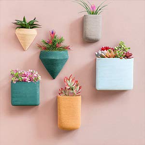 Ecosides Set Of 6 Wall Hanging Geometric Planter Vase Resin Wall Decor Container - Succulent Plants, Air Plant, Faux Plants #TOP1