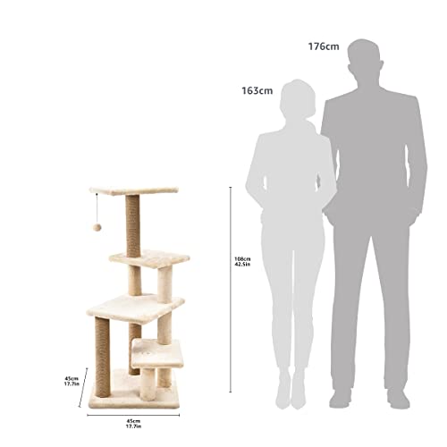Amazon Basics Multi-Platform Cat Condo Tree Tower With Scratching Post - 28 X 21 X 42 Inches, Beige #TOP5