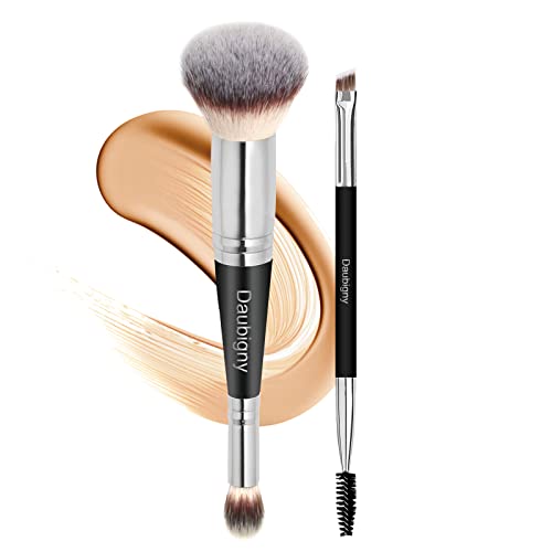 Daubigny Makeup Brushes Dualended Foundation Brush Concealer Brush Eyebrow Brush Perfect for Any Look Premium Luxe Hair Rounded Taperd Flawless Brush Ideal for Liquid, Cream, Powder,Blending,