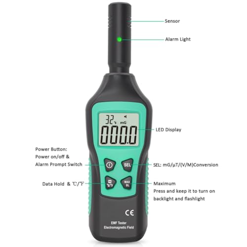 Medidor EMF digital 3 en 1 con alarma y pantalla LCD miniatura 2