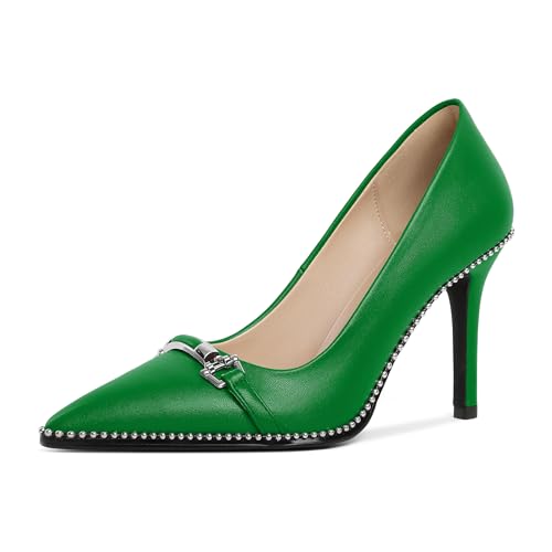 Image of Women's High Heel Pumps Stiletto Heel Pumps for Women Pointed Toe Heels Elegant Classic 3.5 Inch Beaded Pumps