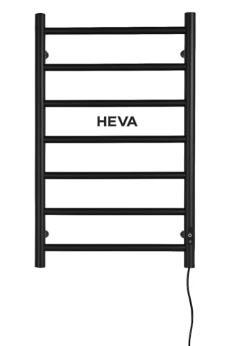 Image of HIVA Heated Towel Rail | 800x500 mm | 7 Heating Bars | Stainless Steel Wall-Mounted Electric Warmer | Fast Heating, Rust-Resistant | for Bathroom & Home | 3-Year Warranty