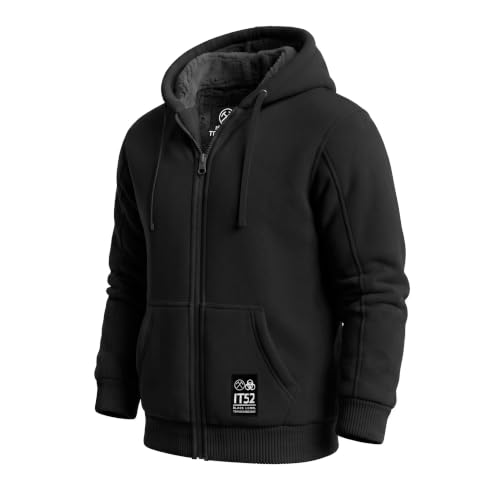 Image of Island Trading Men's Cotton Borg Fleece Sherpa Lined Zip Jacket Black Large
