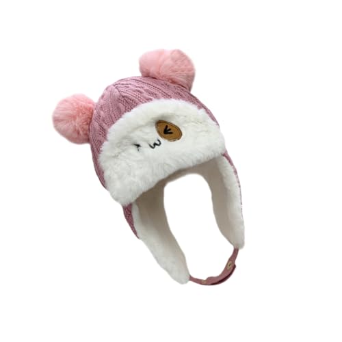 Gatuida Kids Thickened Fleece Earflap Beanie Hat Winter Windproof Earmuffs Cap for Boys and Girls Warm Cotton Hat Ear Protection Pink