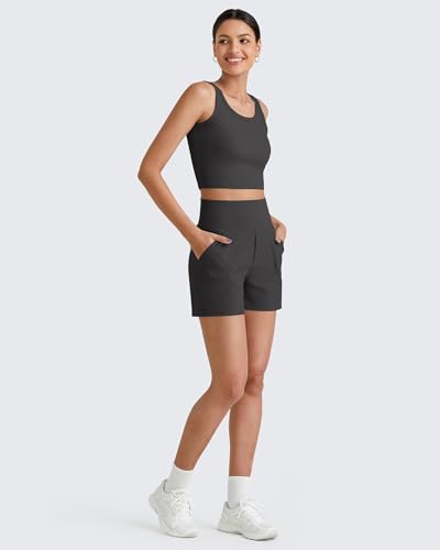 G4Free Athletic Shorts for Women High Waisted Running Yoga Casual Bermuda Shorts with Pockets Summer Short Trousers(Black, XL) — view 2