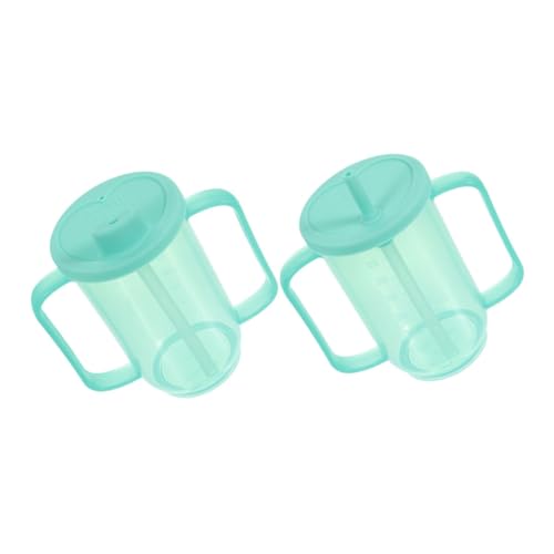 FRCOLOR Lot De 2 Gobelets à Bec Anti-déversement Poignée Ergonomique En Matériau Alimentaire, Tasse D'hôpital Pour Personnes Âgées, Prévention Anti-fuite Et, Usage Et Quotidien Pour Adultes