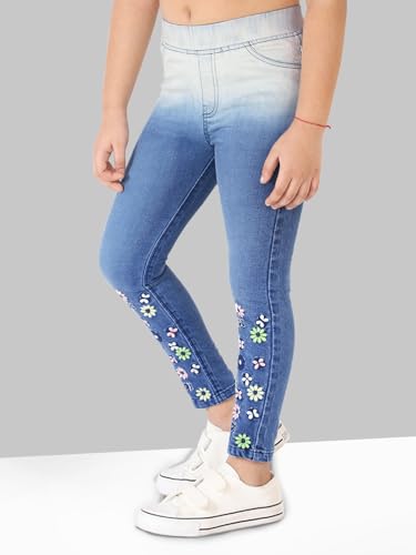 Image of Naughty Ninos Teen Girls Blue Embroidered Cotton Jeans for 14 to 15 Years