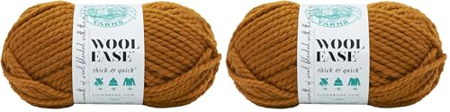 Image of (1 Skein) Lion Brand Yarn Wool-Ease Thick & Quick Bulky Yarn, Butterscotch, 261 Foot (Pack of 2)